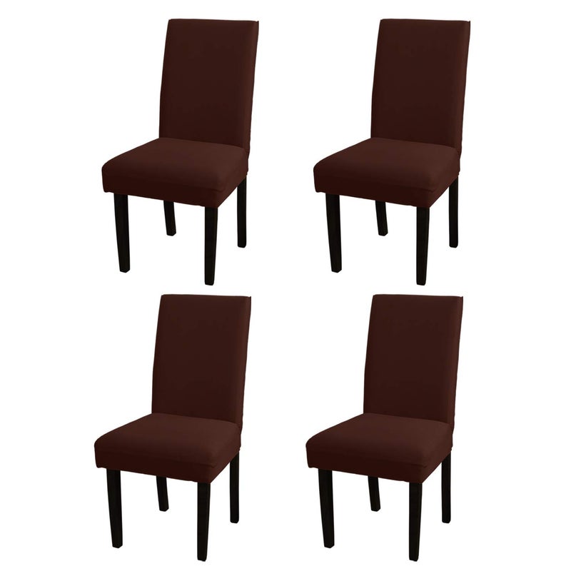 YEESSION Stretch Dining Chair Covers Removable Washable Seat Parson Chair Protector Slipcover for Dining Room,Party,Banquet,Hotel,Ceremony Set of 4 (Coffee) - Image 1